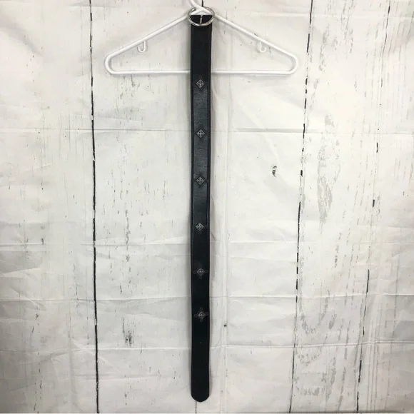 Brighton Black Embellished Embroidered Leather Belt Silver Buckle Medium… - Picture 12 of 15